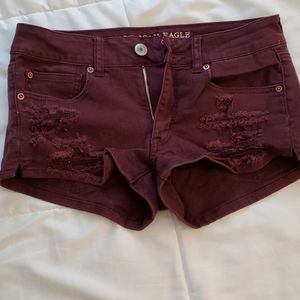 Maroon Denim Shorts